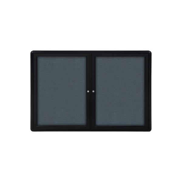 Ghent Ovation Bulletin Board - Indoor - 2 Door - Gray w/Black Frame - 60"W x 36"H OVK4-F91 - main